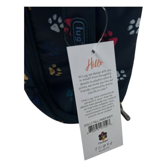 Lug Dolly Tall Cosmetic Case Navy Blue Paws Wipe Clean Lined Travel Organize - Picture 7 of 14